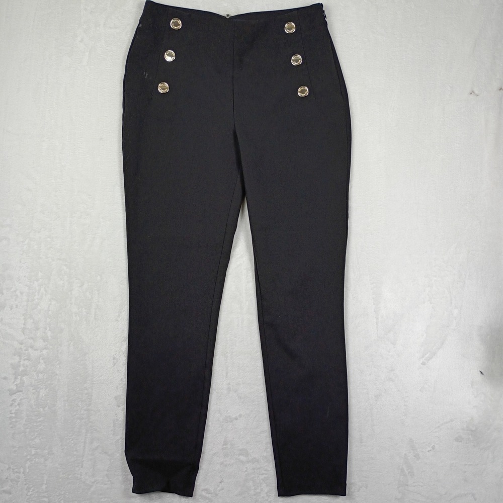 Tommy Hilfiger Womens Black Sailor Pants Gold‎ Crest Buttons High Waist Size 6 - Picture 2 of 7